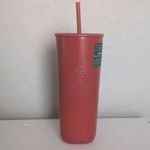 Starbucks Coral-Toned Reusable Tumbler with Straw